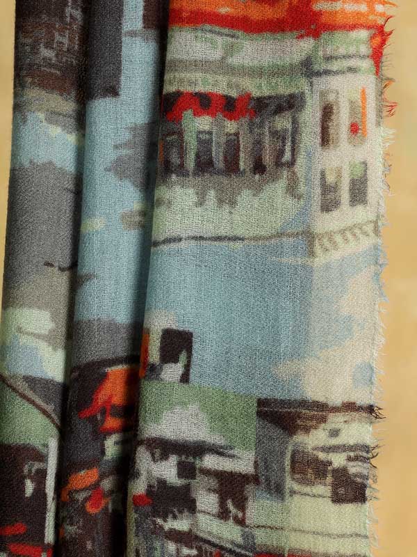 City Dreams Wool Twill Scarf - Cloudy Orange