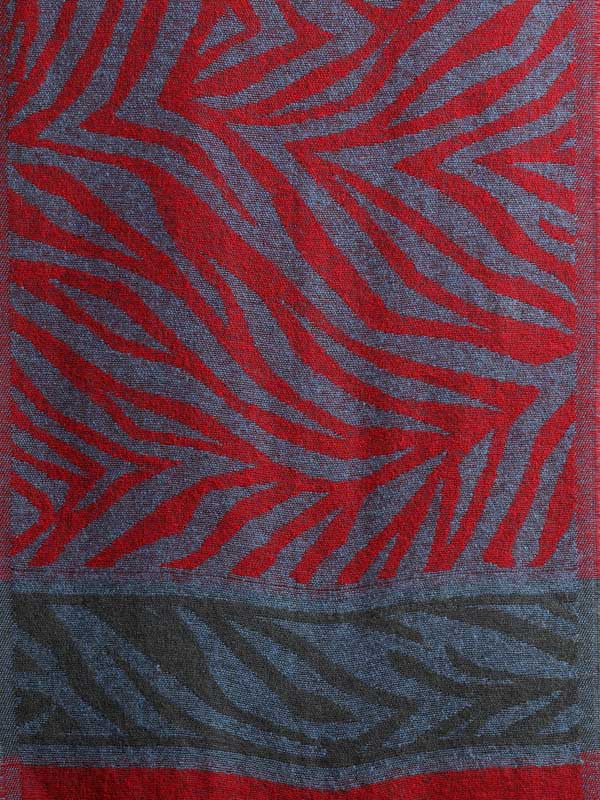 Zebra Weave Wooly Scarf - Amber Red, Blue