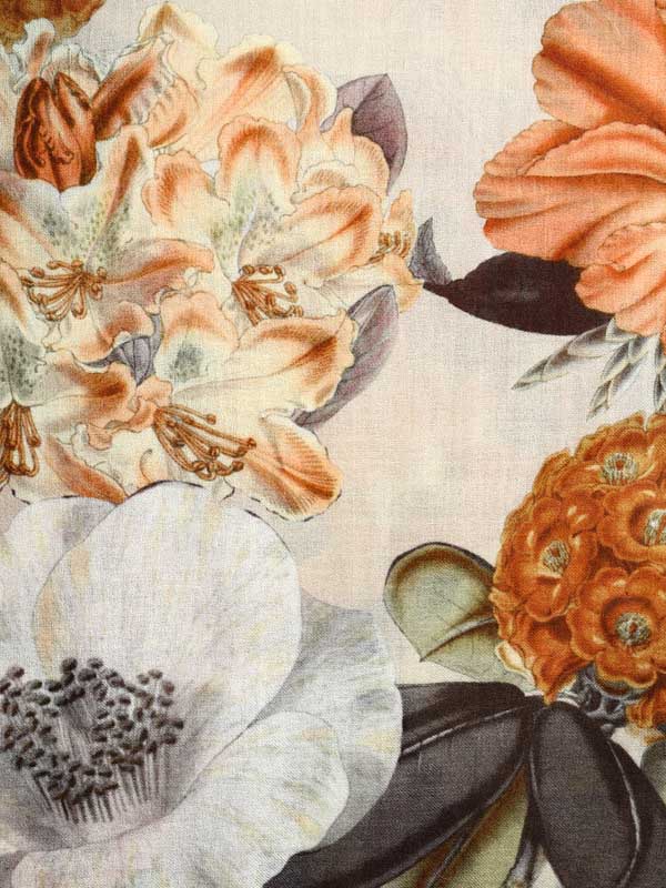 Les Grand Fleurs Wool Stole - Cloud, Apricot