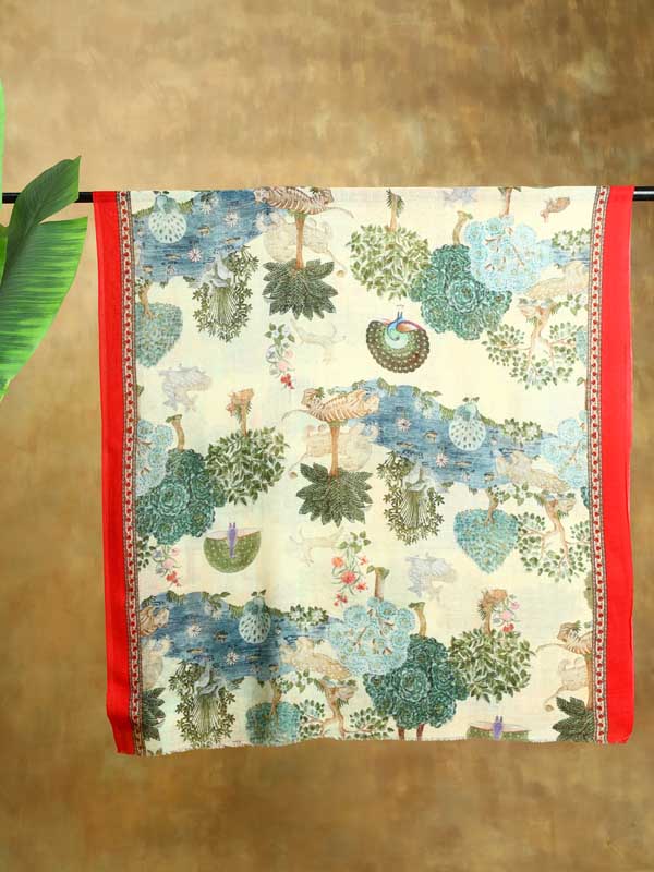 Manohar Vanaspati Wool Twill Stole - Pale Red