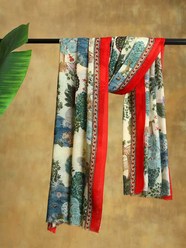 Manohar Vanaspati Wool Twill Stole - Pale Red