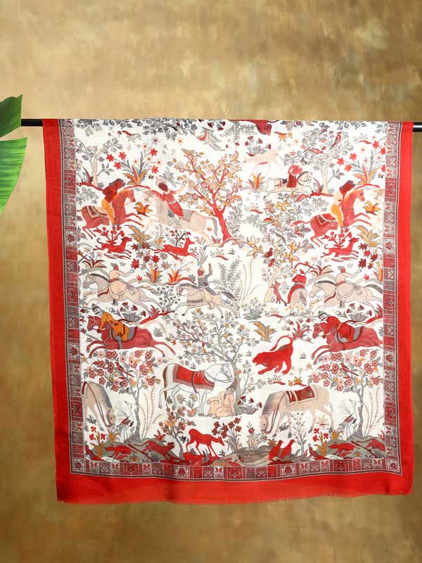 Gurh Vanaspati Wool Twill Stole -Mathura Red