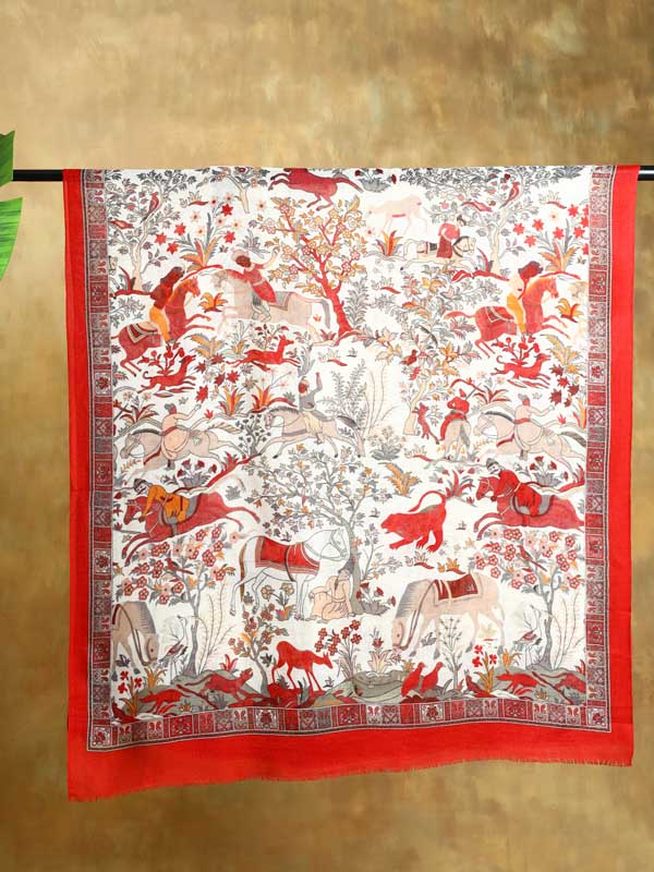 Gurh Vanaspati Wool Twill Stole -Mathura Red