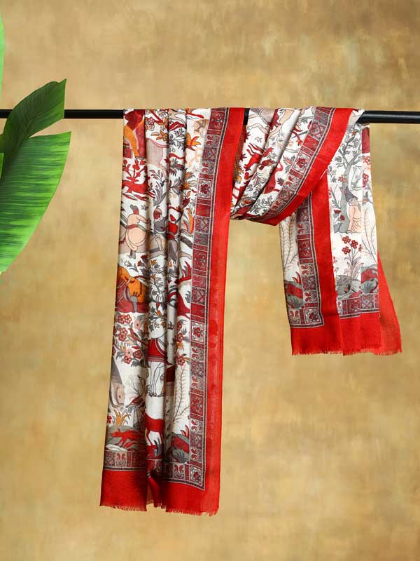 Gurh Vanaspati Wool Twill Stole -Mathura Red