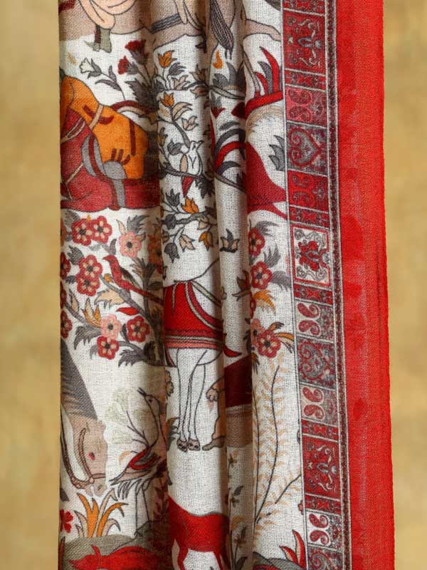 Gurh Vanaspati Wool Twill Stole -Mathura Red