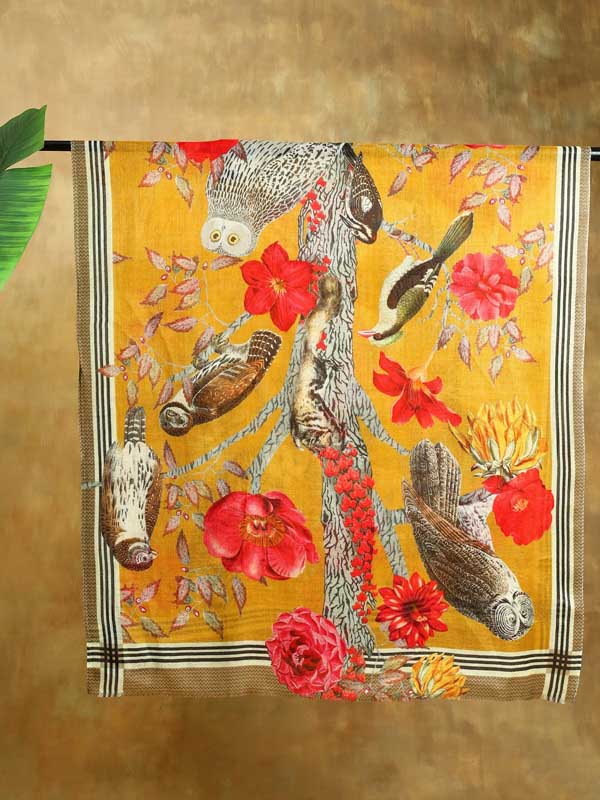 Midnight Owl Wool Twill Scarf - Merigold