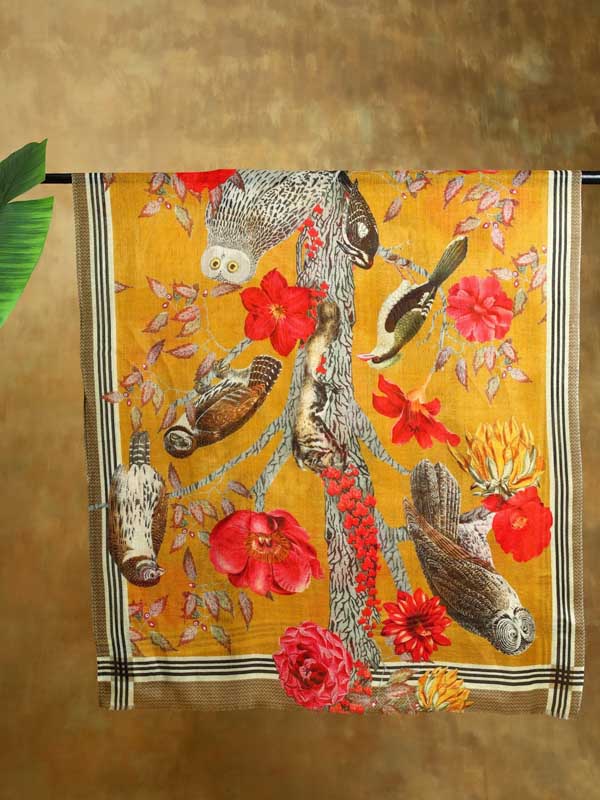 Midnight Owl Wool Twill Scarf - Merigold