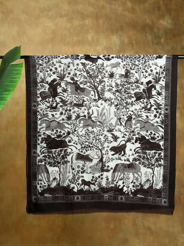 Gurh Vanaspati Wool Twill Stole - Mumbai Monochrome