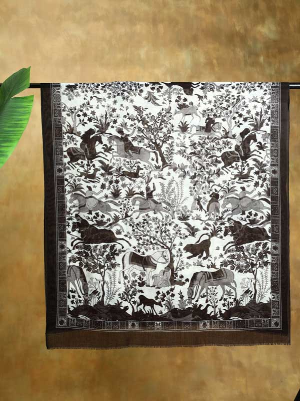 Gurh Vanaspati Wool Twill Stole - Mumbai Monochrome