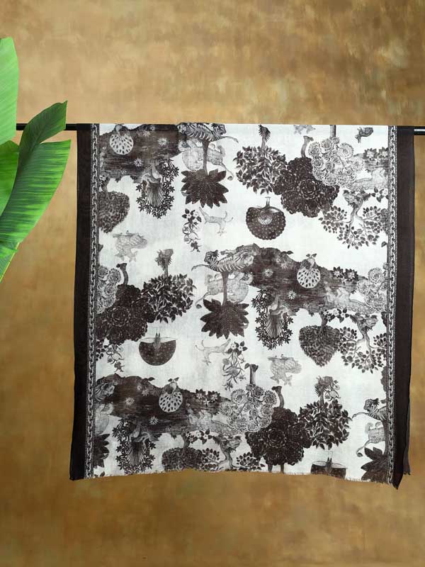 Manohar Vanaspati Wool Twill Stole - Grayscale