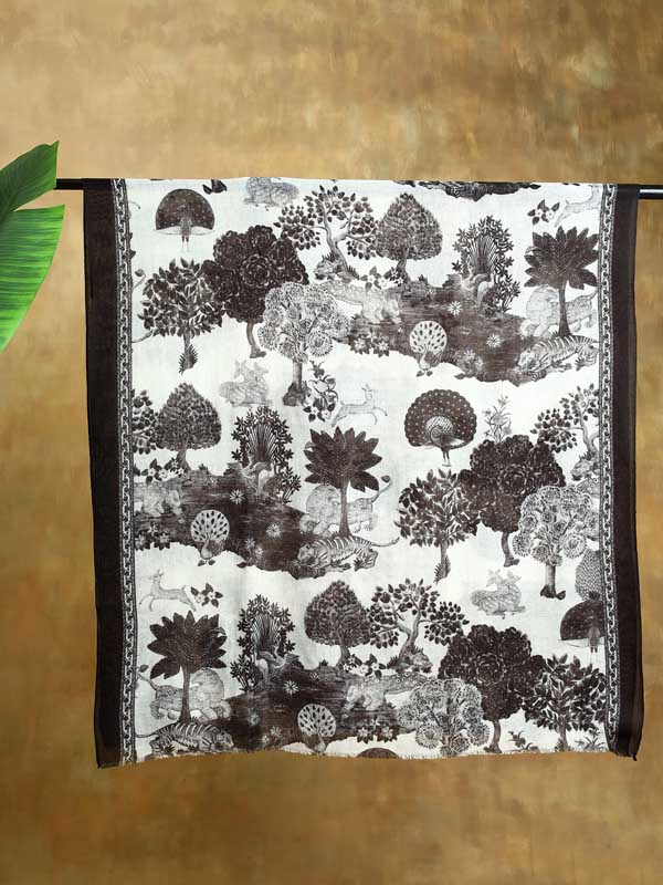 Manohar Vanaspati Wool Twill Stole - Grayscale