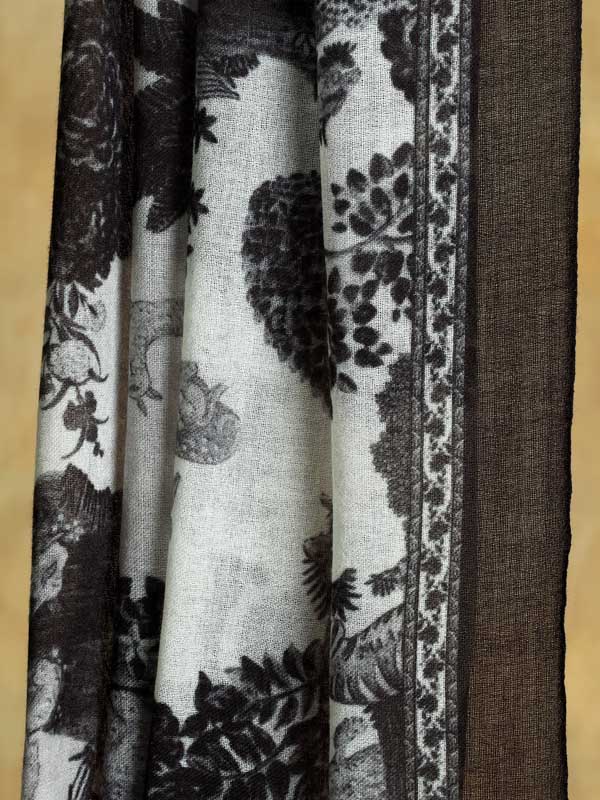 Manohar Vanaspati Wool Twill Stole - Grayscale