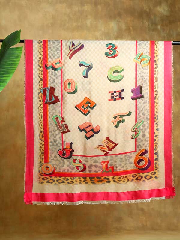 Upwords Wool Silk Self Checks Scarf - Fuchsia