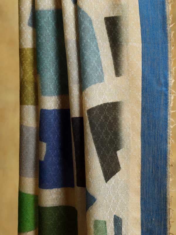 Fluid Structures Wool Silk Self Weave Scarf - Baku Blue