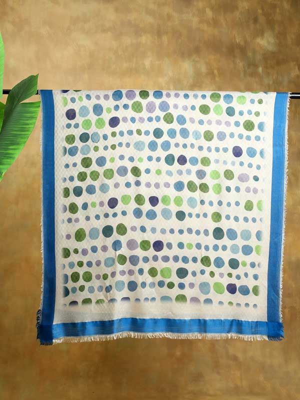 Thalassa Wool Self Weave Scarf - Lime Blue