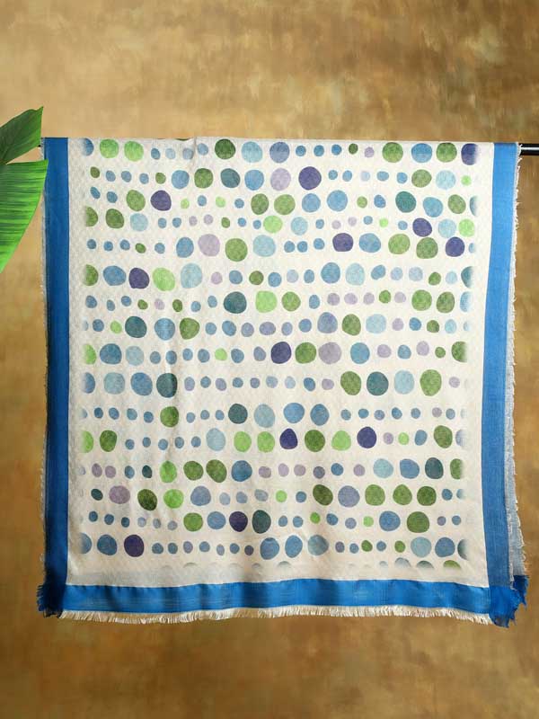 Thalassa Wool Self Weave Scarf - Lime Blue