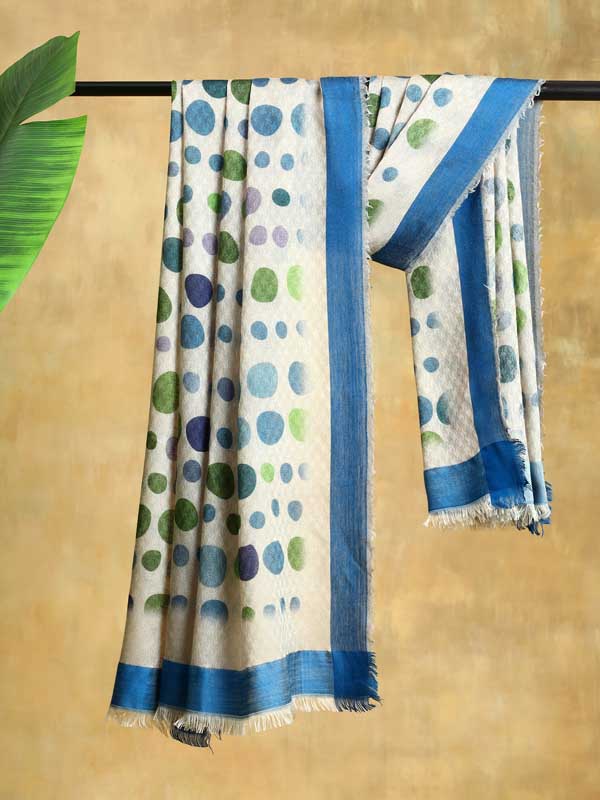 Thalassa Wool Self Weave Scarf - Lime Blue