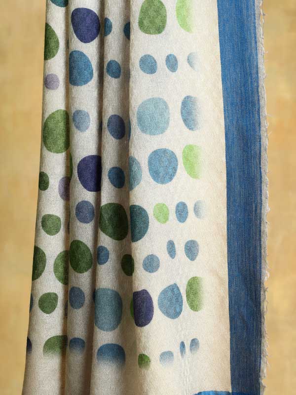 Thalassa Wool Self Weave Scarf - Lime Blue