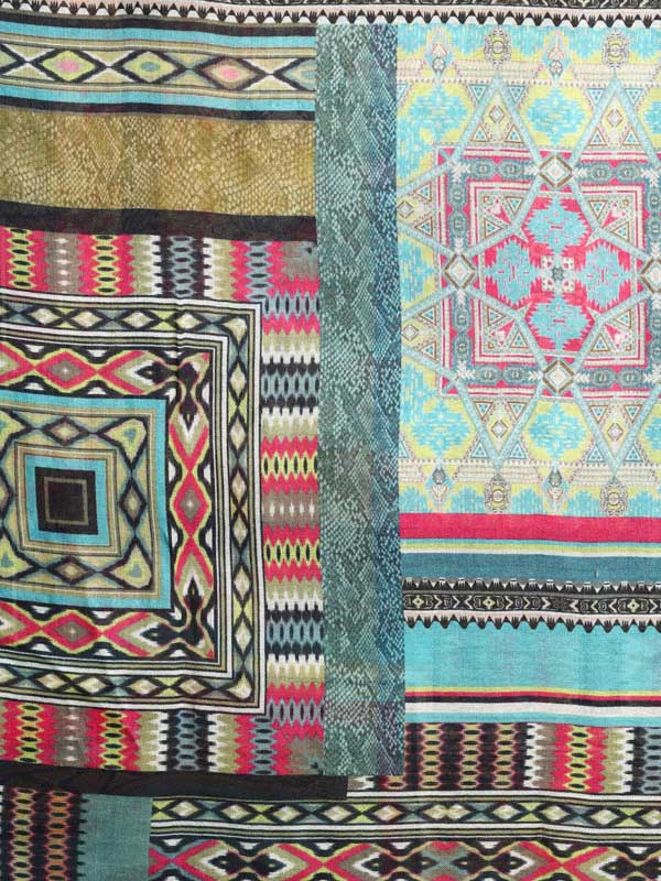 Tribal Geometry Merino Print Stole - Tulum Teal