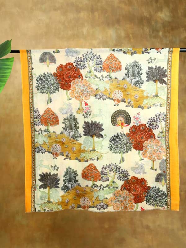 Manohar Vanaspati Wool Twill Stole - Haldi Yellow
