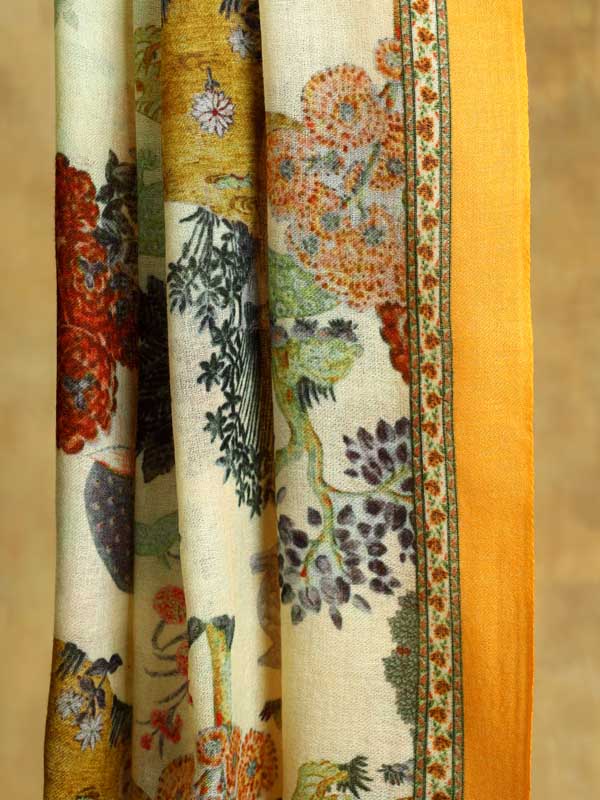Manohar Vanaspati Wool Twill Stole - Haldi Yellow