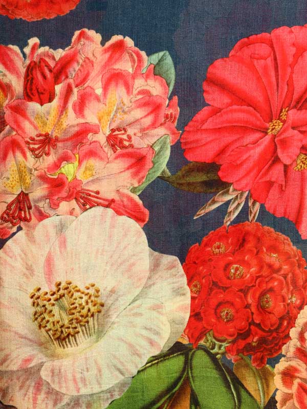 Dreamy Dandelions Wool Scarf - Navy, Red