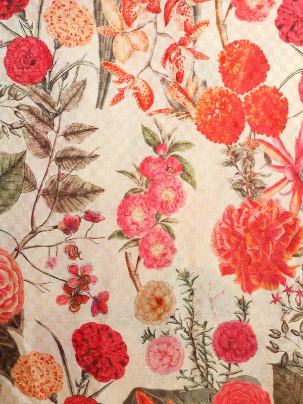 Interflora Wool Silk Self Checks Stole - Pink