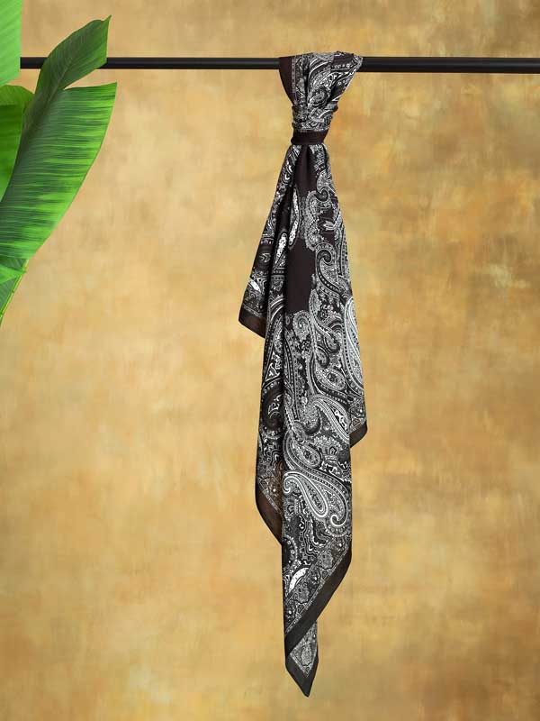 Paisley Poetry Silk Blend Square Scarf - Monochrome
