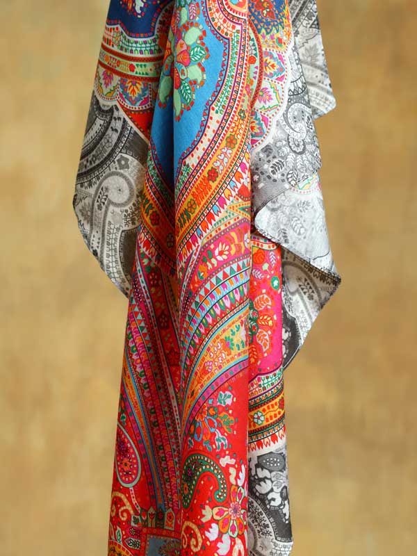 Paisley Poetry Silk Blend Square Scarf - Monochrome Multi
