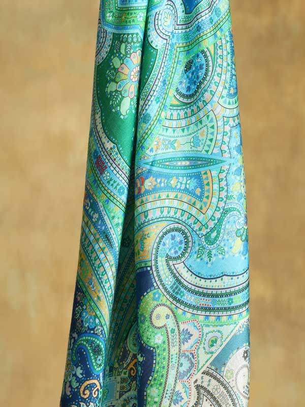 Paisley Poetry Silk Blend Square Scarf - Tripura Teal