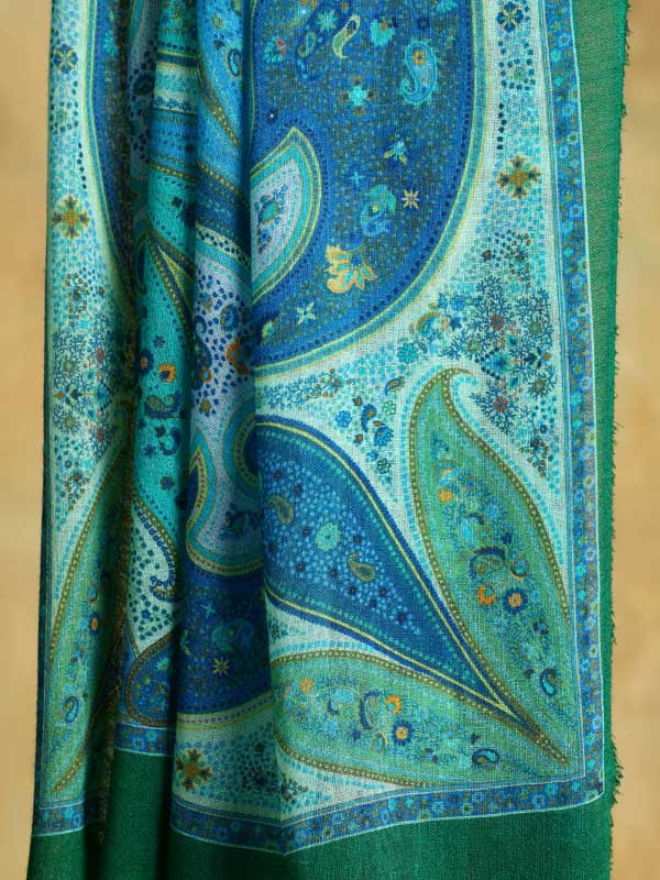 Kalyx Paisley Oversize Wool SIlk Foulard - Tangerine