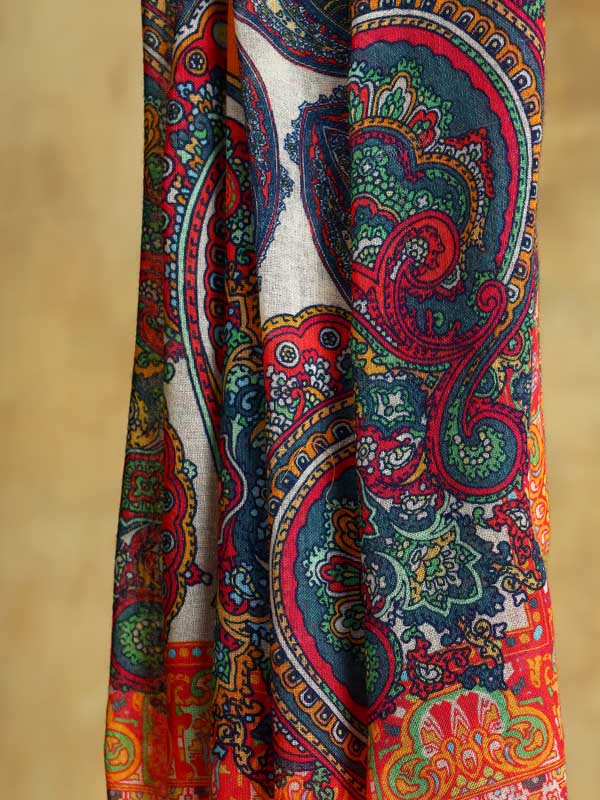 Phorios Paisley Oversize Wool Silk Foulard - Lipstick Red