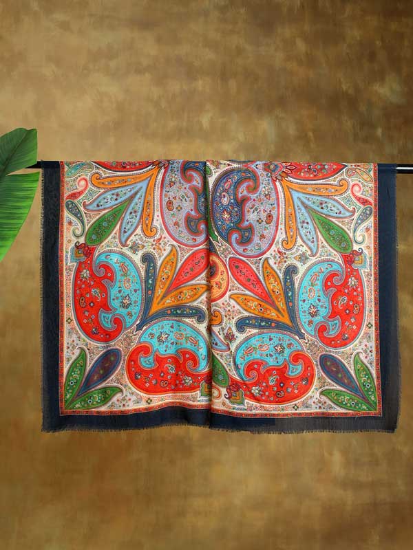 Kalyx Paisley Oversize Wool SIlk Foulard - Mykonos Multi