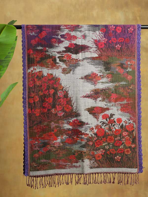 Japanese Garden Hand Crochet Art Scarf - Multi