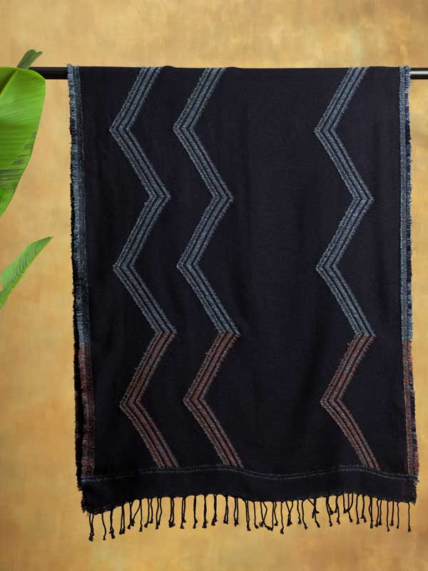 ZigZag Geo Wooly Scarf - Neelam Navy