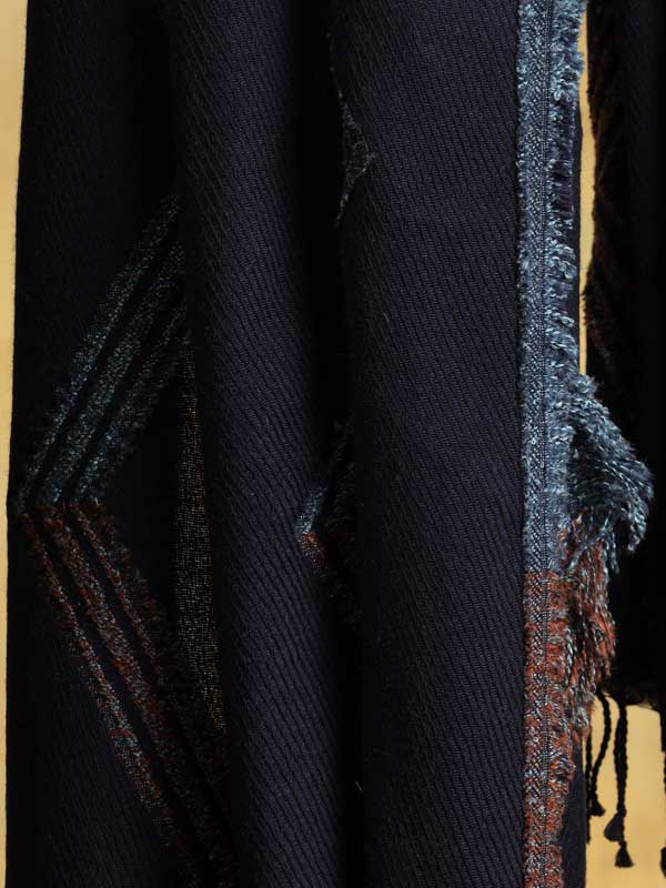 ZigZag Geo Wooly Scarf - Neelam Navy