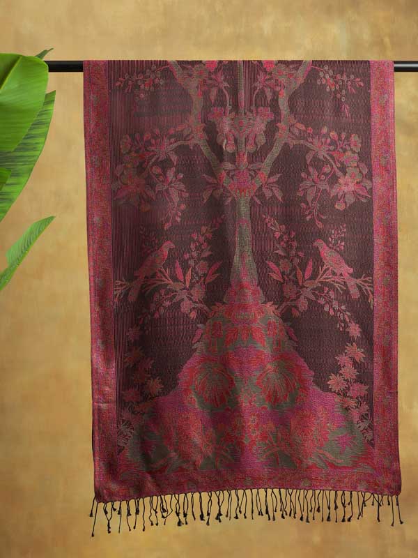 The Tree of Life Silk Stole - Plum, Pink