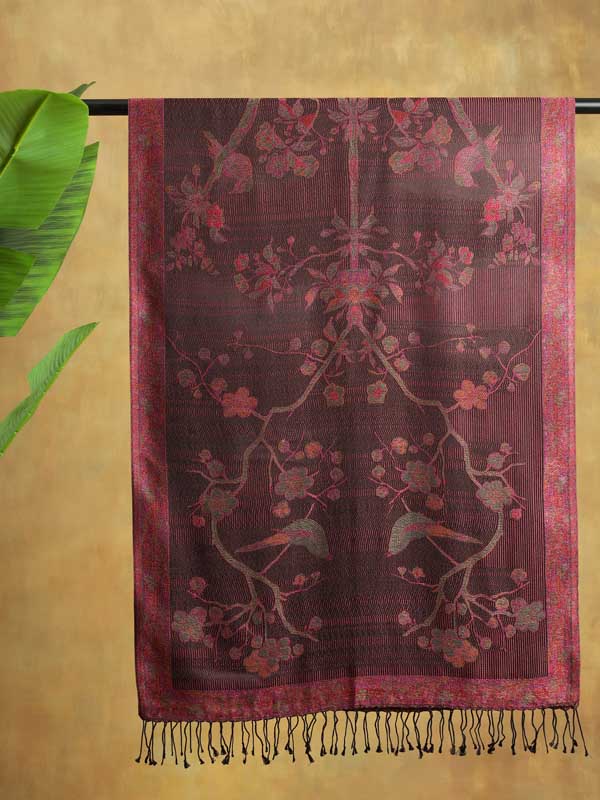 The Tree of Life Silk Stole - Plum, Pink