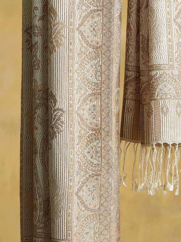 Paisley Jaal Silk Stole - Optic White