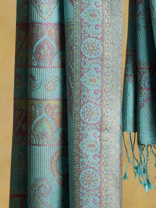 Paisley Jaal Silk Stole - Tampa Turquoise
