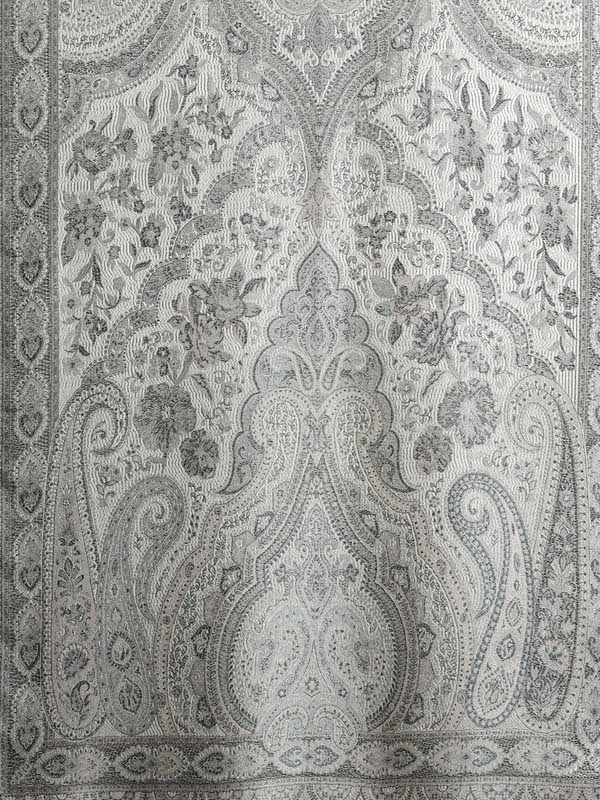Paisley Jaal Silk Stole - Grey Offwhite