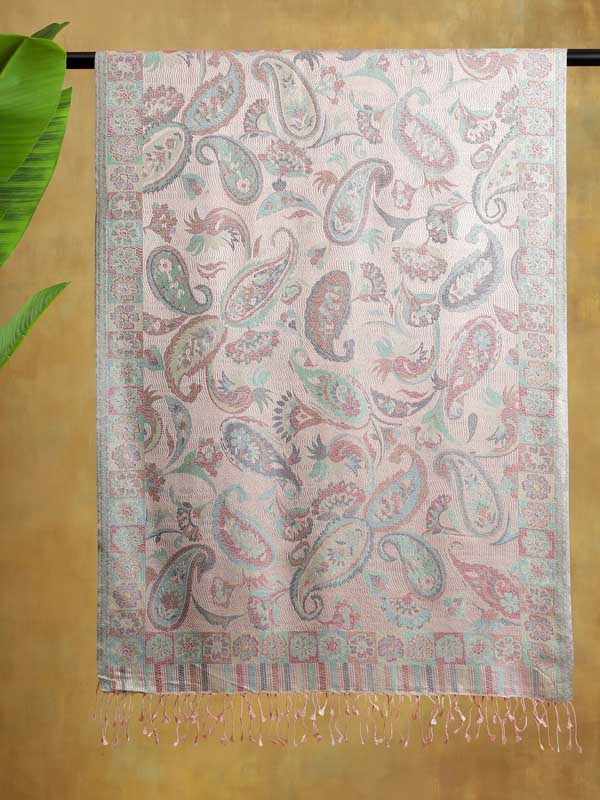 Paisley Jaal Silk Stole - Blush Pink