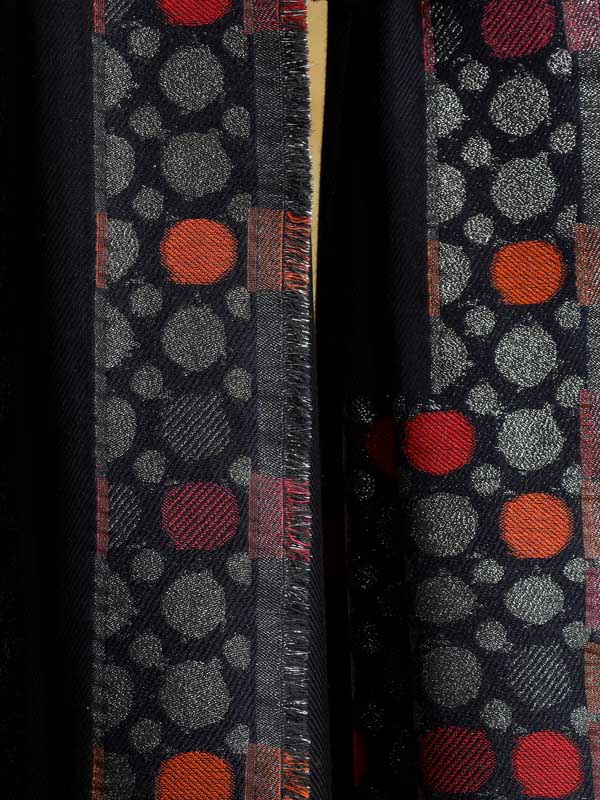 Playful Dots Glitter Threads Wool Scarf - Black