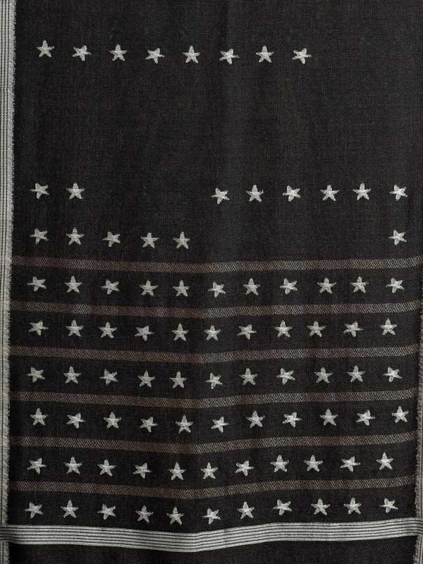 Midnight Stars Glitter Threads Wool Scarf - Grey