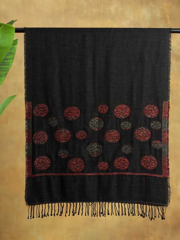 Fusion Circles Glitter Wool Scarf - Mahogany, Black