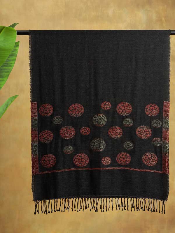 Fusion Circles Glitter Wool Scarf - Mahogany, Black