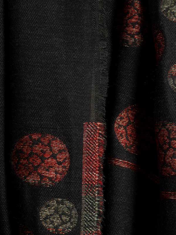 Fusion Circles Glitter Wool Scarf - Mahogany, Black