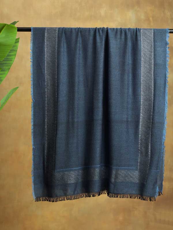 Classic Weaves Glitter Threads Wool Scarf - Jeans