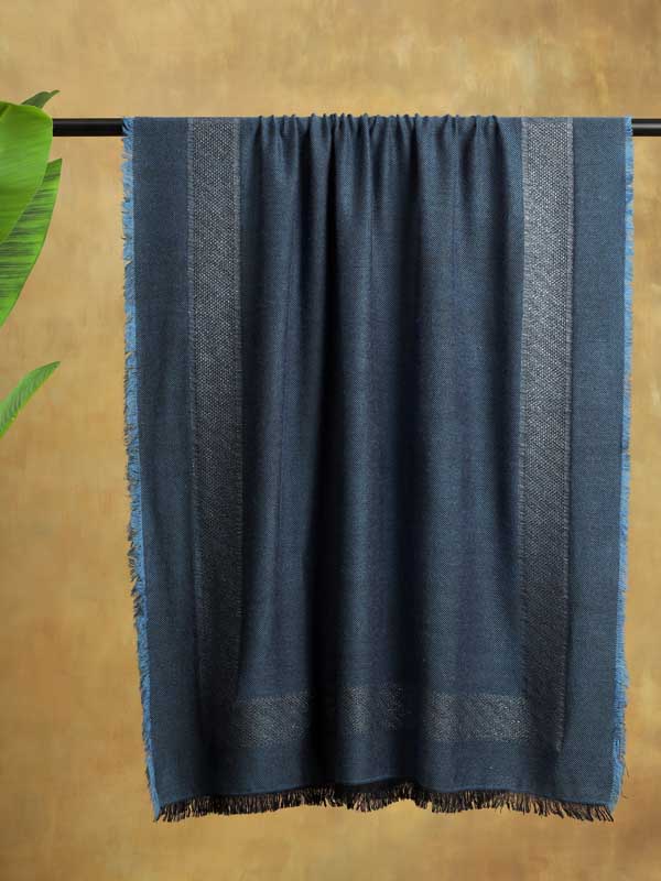 Classic Weaves Glitter Threads Wool Scarf - Jeans