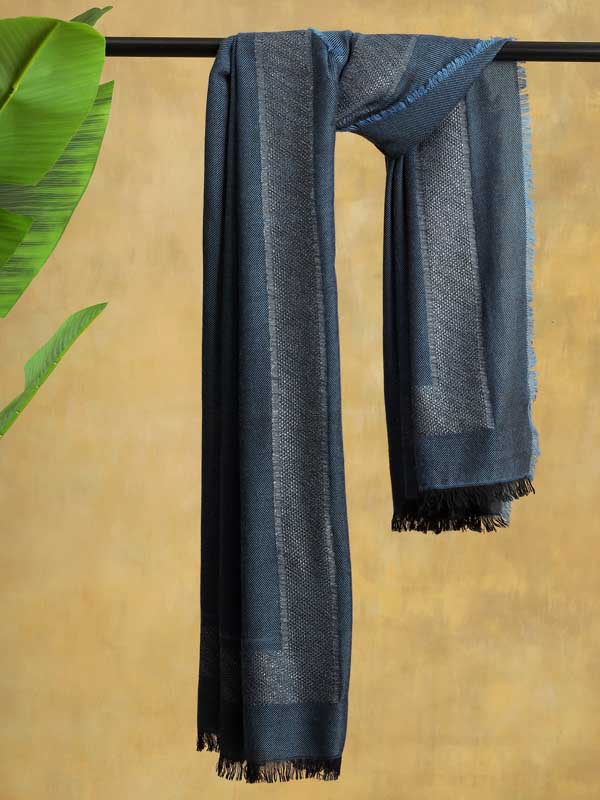 Classic Weaves Glitter Threads Wool Scarf - Jeans